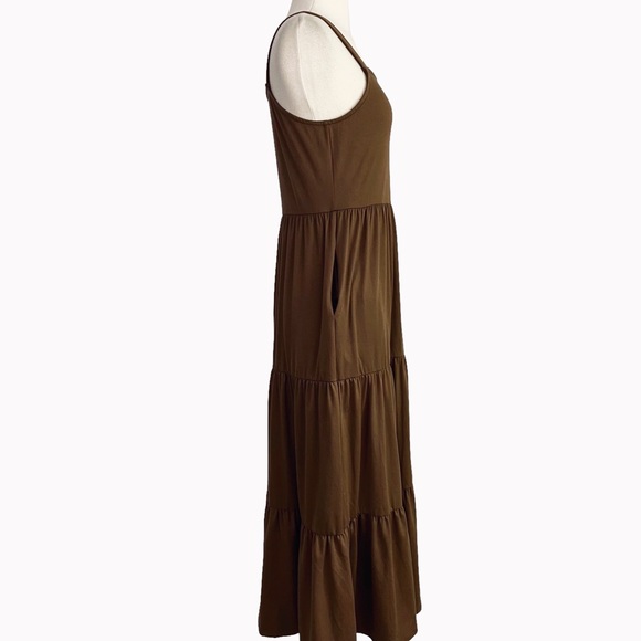 You & Me Boutique Sleeveless Tiered Midi Dress w/Pockets Women’s S (4/6) Mocha - Picture 7 of 11
